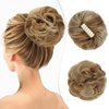 Wodelanle Messy Bun Hair Piece Claw Clip Messy Hair Bun Wavy Curly Chignon Hair Bun Extensions Tousled Updo Hair Buns Claw Clip Ponytail Hairpieces Scrunchies for Women(Ash blonde mix Ginger Brown)