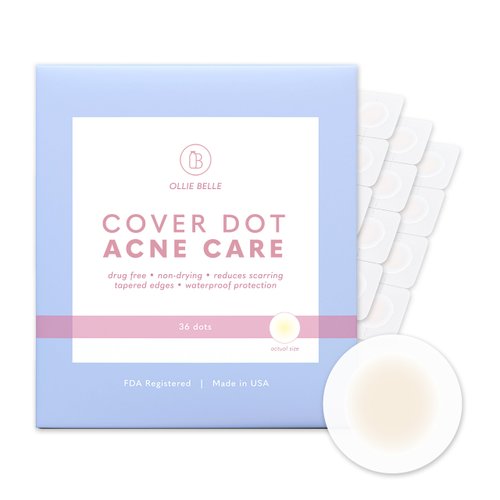 Cover Dot Acne Care (36 dots) Skin Blemish Treatment with Hydrocolloid | Clear, Waterproof Patch | Latex-Free