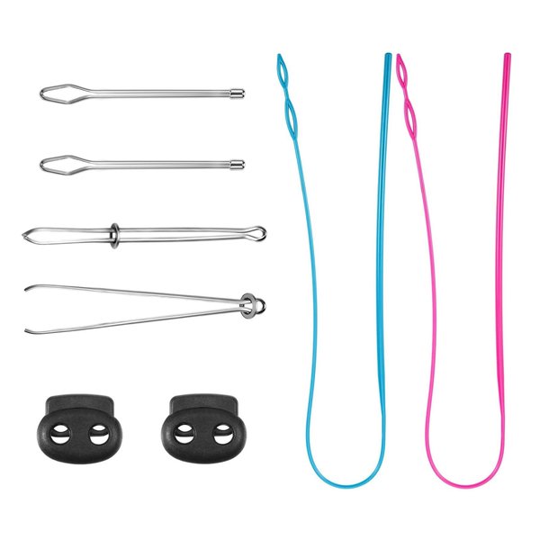 8 Pcs Drawstring Threader Tool Set, Plastic & Metal Drawstring Replacement Tools, Tweezers, and Cord Locks for Shorts, Hoodies, and More