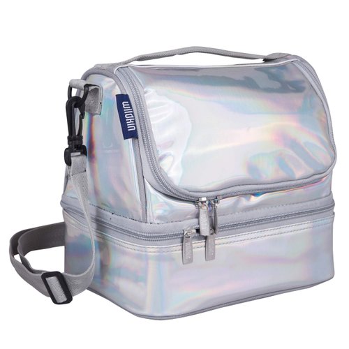 Wildkin Two Compartment Insulated Lunch Bag for Boys & Girls, Perfect for Early Elementary Lunch Box Bag, Ideal Size for Packing Hot or Cold Snacks for School & Travel Lunch Bags (Holographic)