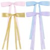 Telont 4PCS Ribbon Hair Bows for Women Long Tail Tassel Bow Clips Claw Barrettes Cute Hair Bow for Girls Teens Toddlers