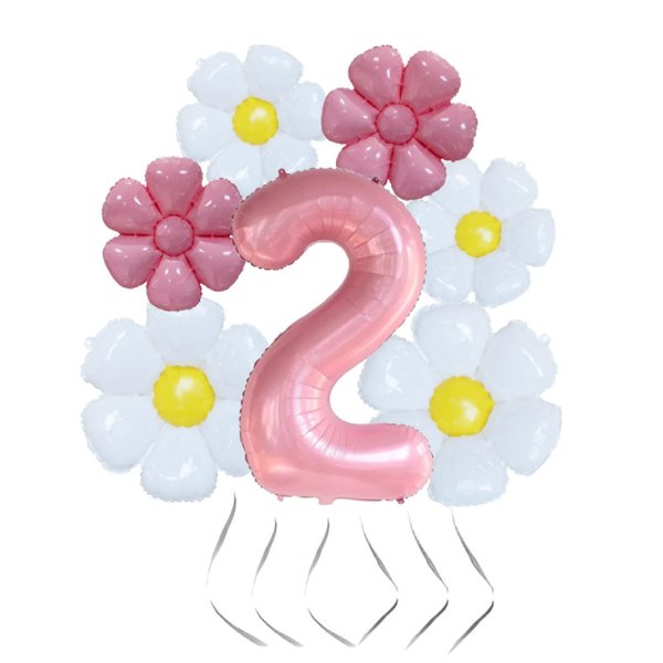 Daisy 2nd Birthday Party Decorations Balloon,40inch Pink Number Balloon 2，Daisy Birthday Party Decorations for 2 Year Old，Daisy 2nd Birthday Party Supplies (Pink daisy numbers 2)