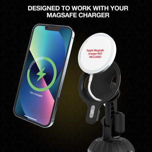Scosche MSHCUP2PD20-SP MSC MagicMount Cup Holder Car Mount for MagSafe Wireless Charger, Cell Phone Mount Compatible with Apple iPhone 14/13/12 Pro/Pro Max, MagSafe Charger Stand (Charger Not Incl.)
