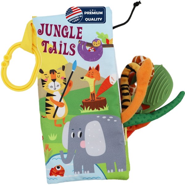 bebe mondo Jungle Baby Book Toys,Baby Books 0-6 Months,Touch and Feel Crinkle Cloth Books for Babies Infant Toys 0-3-6-12-18 Months,Interactive Infant Sensory Soft Toys,Shower Baby for Boys Girls
