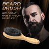 Bossman Boar and Nylon Bristle Hair and Beard Brush - Detangles & Straightens - Wooden Oval Wet Brush for Men