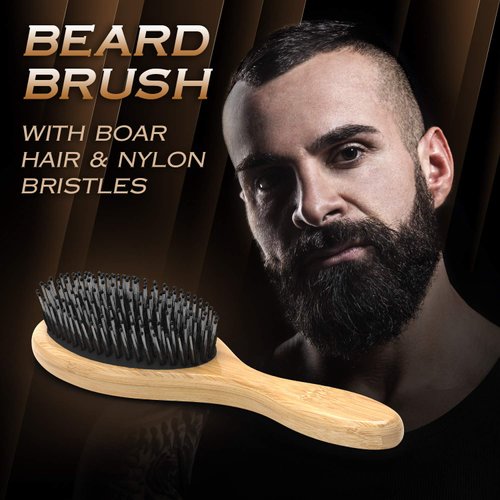 Bossman Boar and Nylon Bristle Hair and Beard Brush - Detangles & Straightens - Wooden Oval Wet Brush for Men