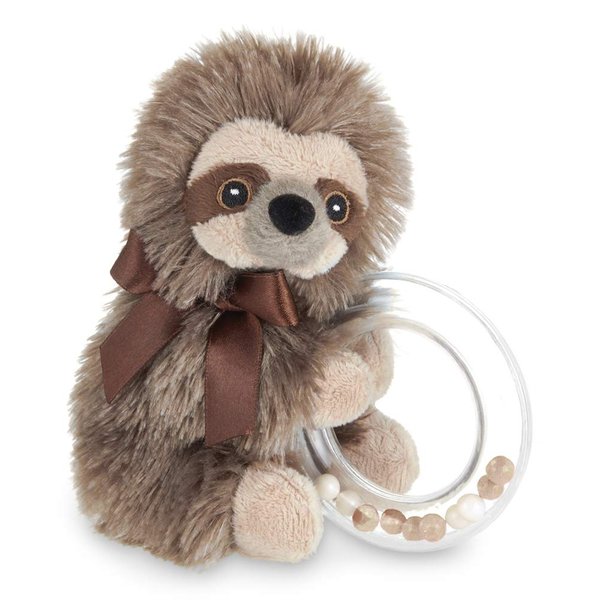 Bearington Baby Lil' Speedy Plush Stuffed Animal Sloth Shaker Rattle Ring Rattle, 5.5 inches