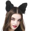 Haomye Cat Ears Hair Clips Fox Ear Barrettes Furry Hairpin Headpiece For Cosplay Christmas Holiday 2pcs (Black)