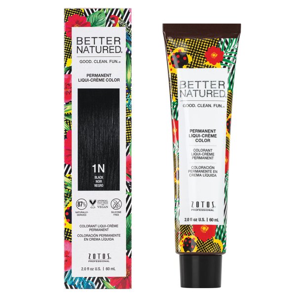 Better Natured Permanent 1N Black Hair Color Dye - Naturally-derived, Vegan & 100% Gray Coverage that Lasts up to 8 Weeks