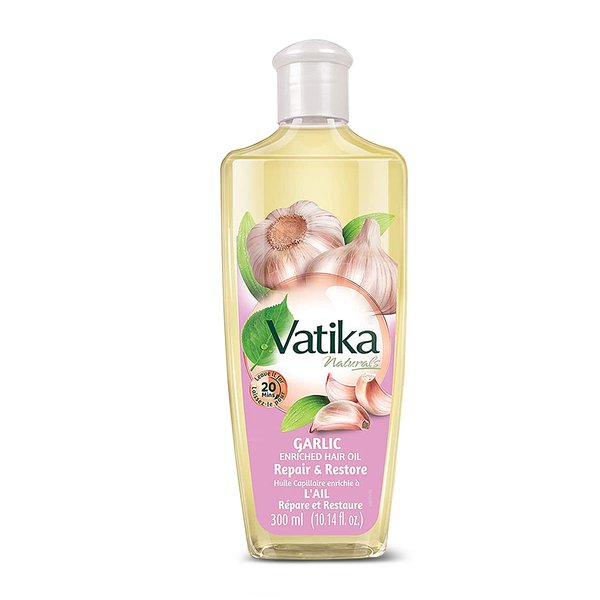 Dabur Vatika Naturals Enriched Hair Oil, Natural Moisturizing, Strengthening & Hair Oil Serum for Healthy Scalp, Nourishing Hair Oil for Soft, Manageable, Smooth & Silky Hair From Root to Tip (Garlic)