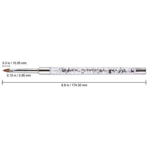 PANA 3D Kolinsky Nail Art Brush - Silver Glitter Handle, Size 4 - Acrylic Nail Art Sculpture Brush for Manicures Pedicure Salon Professional or Beginner