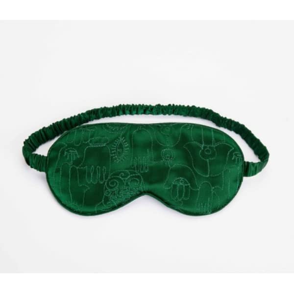 Peking Handicraft JBL72 8 x 4 in. Hamsa Emerald Embroidered Quilted Eyemask