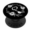 Cell Phone Pop Out Holder,White and Black Floral Letter Q PopSockets PopGrip: Swappable Grip for Phones & Tablets