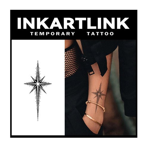 INKARTLINK Tattoo Tech, 2 Sheets Medium Semi Permanent Tattoo, Adult Art Design Temporary Tattoos, Lasts 1-2 Weeks, Waterproof, Realistic Look, No Adhesive, No Reflection (starry night 5)