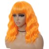 MINLEE Orange Wig with Bangs for Women 14 Inch Short Bob Wavy Curly Wig Orange Hair Wigs Heat Resistant Synthetic Wigs