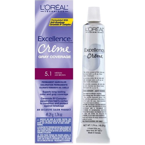 L'oreal Excellence Creme Permanent Hair Color, Medium Ash Brown No.5.1, 1.74 Ounce