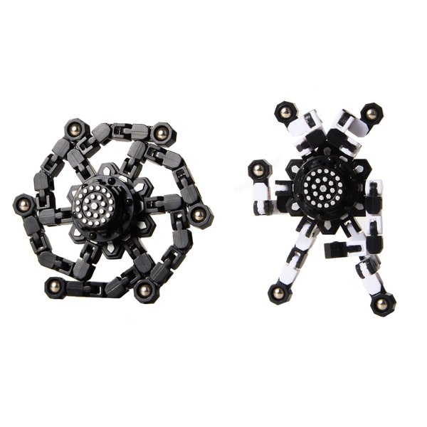 Gokeey Transformable Fidget Spinners for Kids and Adults Stress Relief Sensory Toys for Boys and Girls Fingertip Gyros for ADHD Autism for Kids (Fidget Toys 4pc- Black)
