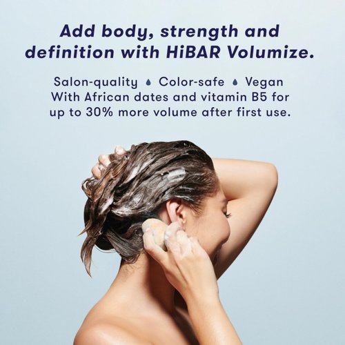 HIBAR Volumize Shampoo Bar: Dry Shampoo for Fine Hair - Hair Growth Stimulator with Rice Water, Gently Cleanses, 100% Vegan, Plastic-Free, Travel-Friendly
