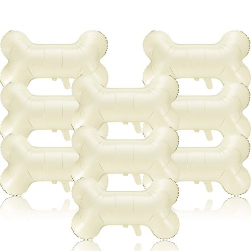 Gejoy 9 Pieces Dog Bone Balloons Bulk Beige Bone Shaped Aluminum Foil Balloons for Animal Pets Puppy Dog Birthday Party Decorations, 28.3 x 17.3 Inches