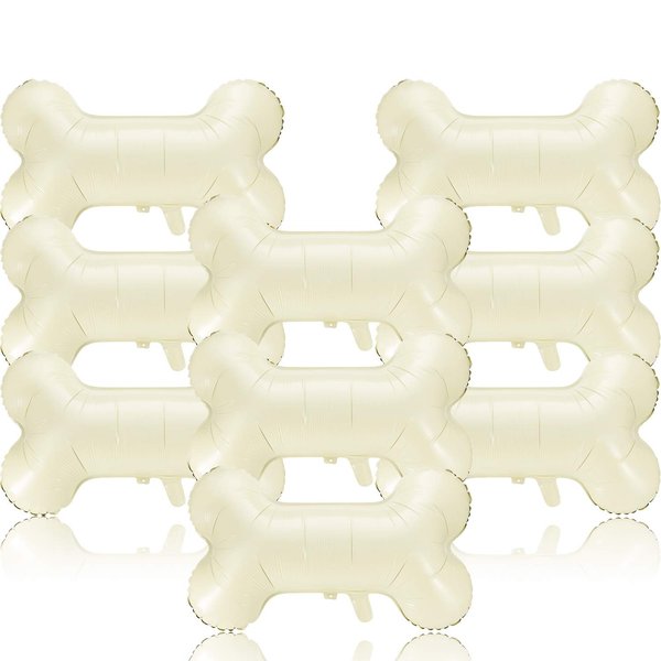 Gejoy 9 Pieces Dog Bone Balloons Bulk Beige Bone Shaped Aluminum Foil Balloons for Animal Pets Puppy Dog Birthday Party Decorations, 28.3 x 17.3 Inches