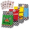 Tallew 24 Pcs Race Car Party Bags with Stickers Checkered Flag Party Favor Bags Treat Bag Racing Pit Crew Goody Gift Bags for Racing Car Party Supplies