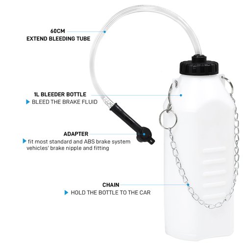 PESIKO 1L Brake Bleeder Bottle One Person, Brake Fluid Bleeding kit with 24 inch Tube and Rubber Connector for Collect Brake Fluid