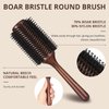 O BRUSHZOO Round Brush for Blow Out, Boar Bristle Round Brush for Blow Drying, Straightening, Styling, Round Hair Brush for Women Men Adds Shine, Volume (2.5in)