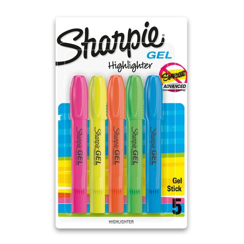 Sharpie Gel Highlighters, Bullet Tip, Assorted Colors, 5 Count