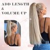 SEGO Pro Ponytail Extensions Human Hair Long Straight Ponytail Hair Extensions with Magic Paste Wrap Around Clip in Ponytail Extensions Real Human Hair,22inch #1B Jet Black,95g