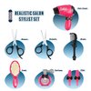 Hapgo Girls Beauty Salon Set Pretend Play Stylist Hair Cutting Kit Hairdresser Toys with Hair Dryer, Scissors, Barber Apron and Styling Accessories