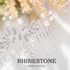 Foyte Crystal Bride Wedding Hair Comb Leaf Bridal Headpieces Rhinestone Flower Hair Vines Pearl Bridesmaid Side Combs Hair Accessories for Women (silver leaf)