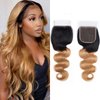 Ombre Closure Pre Plucked 4x4 Closure Body Wave Free Part Lace Base Brazilian Hair Human Hair Extensions Curly Sew In Hair Weave Wet And Wavy Unprocessed Virgin Hair 1b27 Closure 10 Inch