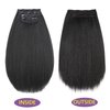 Kinky Straight Clip Ins Hair Extensions Natural Black for Black Women Full Head Yaki Kinky Straight Clip in Hair Synthetic 4PC 11Clips 110g/Set (12 inch)
