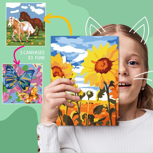 Wings Giant Paint by Numbers Kit for Kids, Flower Crafts and Fun, Acrylic Paint Set, Canvas Painting Kit, Include Framed Pre-Drawn Canvas, Color by Numbers