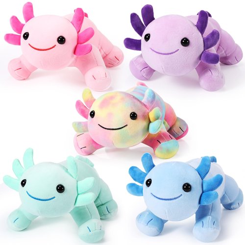 Libima 5 Pcs 12 Inch Axolotl Plush Toys Axolotl Stuffed Animal Plushies Pillow Doll Cute Soft Axolotl Toy Stuffed Axolotl for Birthdays Gift Home Decoration (Bright Color)