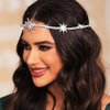 JEAIRTS Rhinestone Headband Silver Star Hair Band Sparkly Bridal Forehead Crystal Headpiece Prom Rave Hair Accessories for Women and Girls