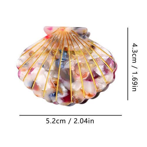 Fantasy Sea Shell Hair Clip,Acetate Hair Clip,Small Claw Clip for Women,Multicolored, 1 Count (Pack of 1)