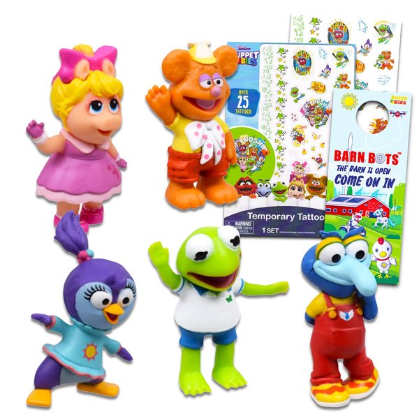 Muppets Babies Cake Toppers - Bundle with 5 Pc Muppets Cake Topper Figures, Tattoos, Door Hanger for Kids | Muppets Birthday Party Supplies, Party Favors