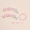 French Tip Press on Toenails Pink Fake Toe Nails Glitter False Toenails Glossy Full Cover Acrylic Toenails with Design Rhinestones Toe Press on Nails Toe Nail Press ons for Women Manicure 24Pcs
