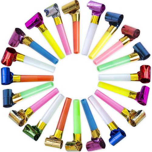 20 Pcs Blowouts Noisemakers Funny Party Blowouts Blow Horns Birthday Party Colorful Noisemakers Whistles Noise Makers for Birthday Sporting Events Graduation Wedding Party Supplies