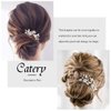 Catery Flower Wedding Bride Hair Pins Pearl Bridal Hair Pieces Crystal Hair Clips Silver Hair Accessories for Women Pack of 2 (Silver)