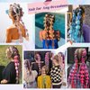 Long Braided Bubble Colored Hair Extensions, 25 Inches Bubble Kinky Rave Straight Ombre Lantern Braid Extension with Hair Tie Hairpieces for Girls Daily Wear (brown)