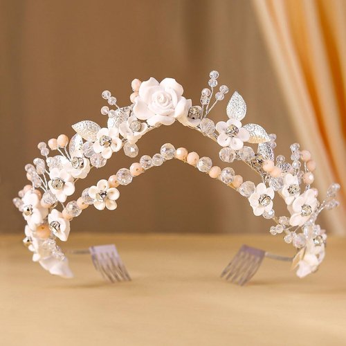 Unicra Silver Flower Crown and Tiaras Bridal Wedding Headband Floral Hair Accessories for Women and Bride
