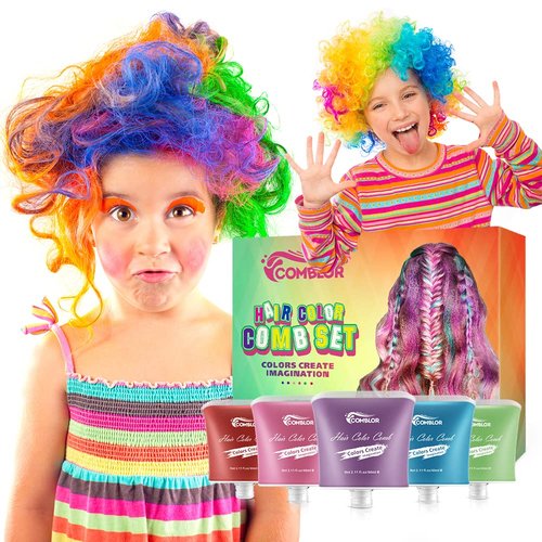 Comblor Temporary Hair Color Set, 5 Colors Hair Wax Color Gifts for Girls Kids