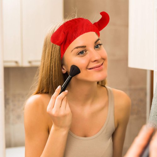 2 Pcs Spa Headband Devil Horns Makeup Headband Face Washing Headband Cosmetic Turban Hair Bands Shower Yoga Head Wraps for Girls Women
