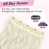 REECHO Blonde Hair Extensions, 20” One Piece Clip in Hair Extensions Thick Long Beach Wavy Natural Soft Synthetic Hairpieces for Women, Platinum Blonde