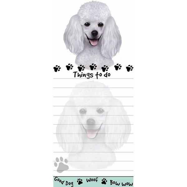 "Poodle Magnetic List Pads" Uniquely Shaped Sticky Notepad Measures 8.5 by 3.5 Inches