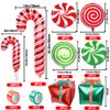 YUJUN 30Pcs Christmas Balloons Decoration Set, Candy Cane Gift Box Mylar Foil Balloons for Christmas New Year Candies Xmas Theme Party Decorations