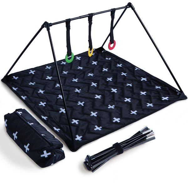 Travel Play Mat for Babies 0-6 Months, Baby Play Mat, Newborn Essentials, Tummy Time Mat, Baby Mat for Floor, Play Mat for Babies 6-12 Months Crosses Pattern
