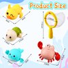 Bath Toys Sets Include 12 Pcs Wind up Floating Toys with 2 Pcs Duck Shape Fishing Net, Swimming Pool Games Bathtub Shower Toy, Turtle Whale Duck Crab for Boys Girls Funny Gifts